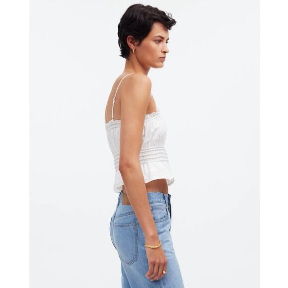 NWT Madewell Smocked Button-Front Top in Poplin Size XS - Picture 3 of 8